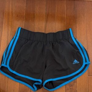 Adidas Women's Athletic Shorts Black with Blue Trim